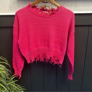 Dreamers by Debut‎ Pink Cropped Sweater Raw Edge Sweater size Small